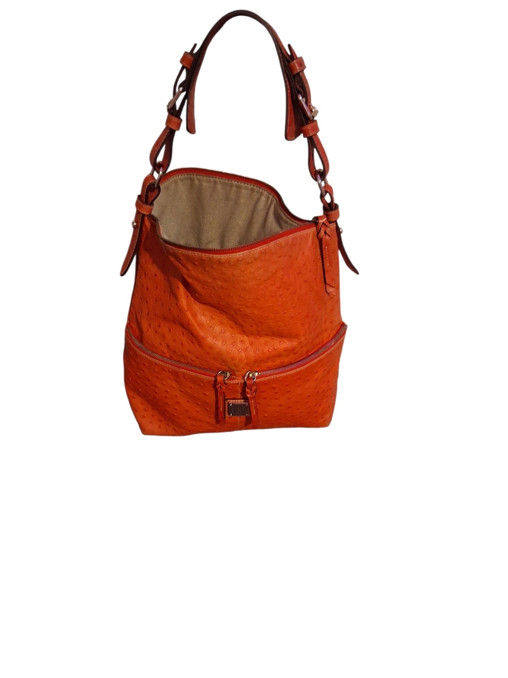 Red Dooney And Bourke Ostrich Leather Hobo Bag